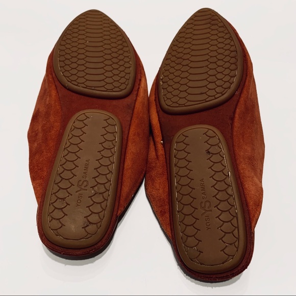 YOSI SAMRA VALENTINA BURNT ORANGE SUEDE MULES SLIP ON SHOES - Picture 9 of 11